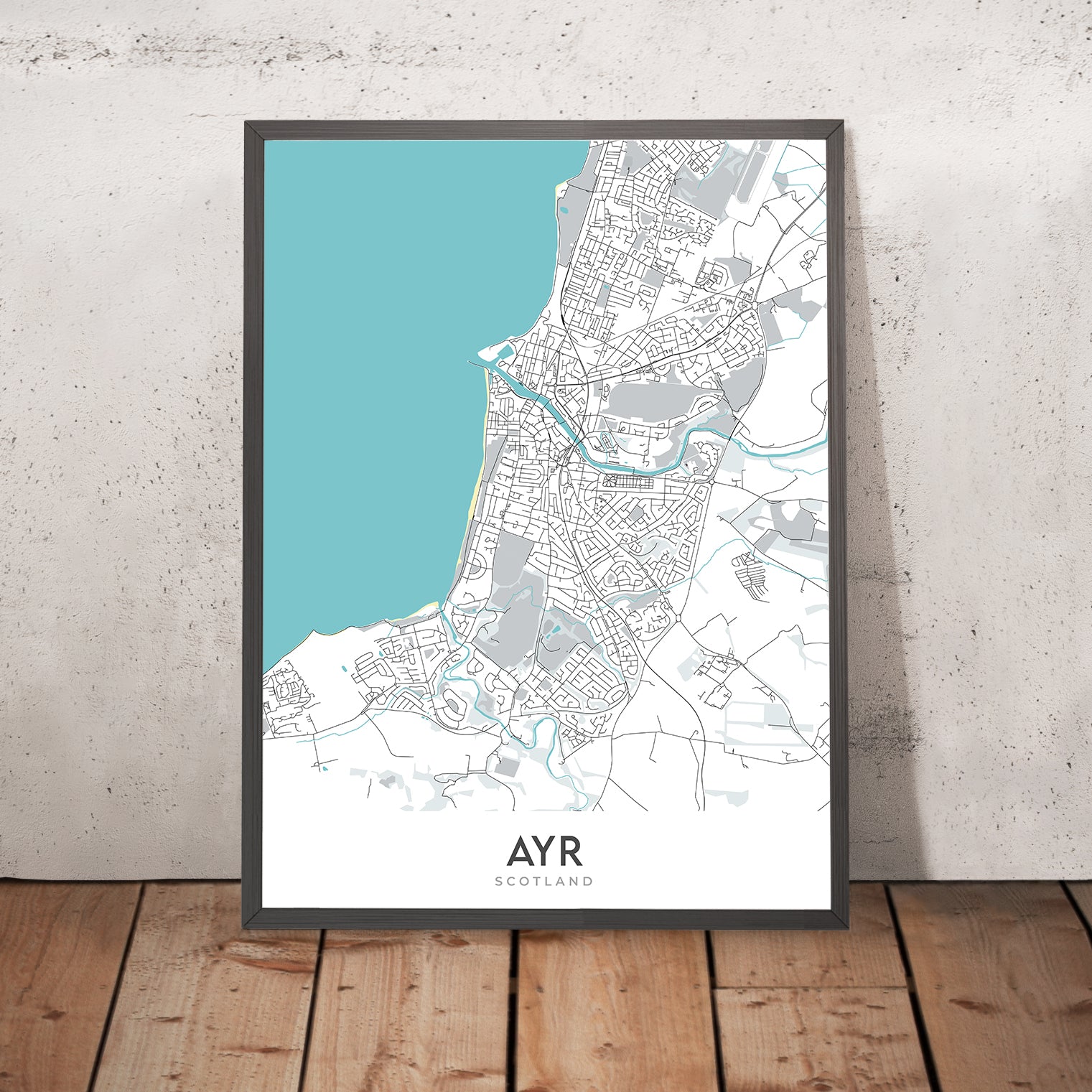 Modern Town Map Of Ayr Scotland Town Centre Ayr Beach River Ayr A modern-town-map-of-ayr-scotland-town-centre-ayr-beach-river-ayr-a