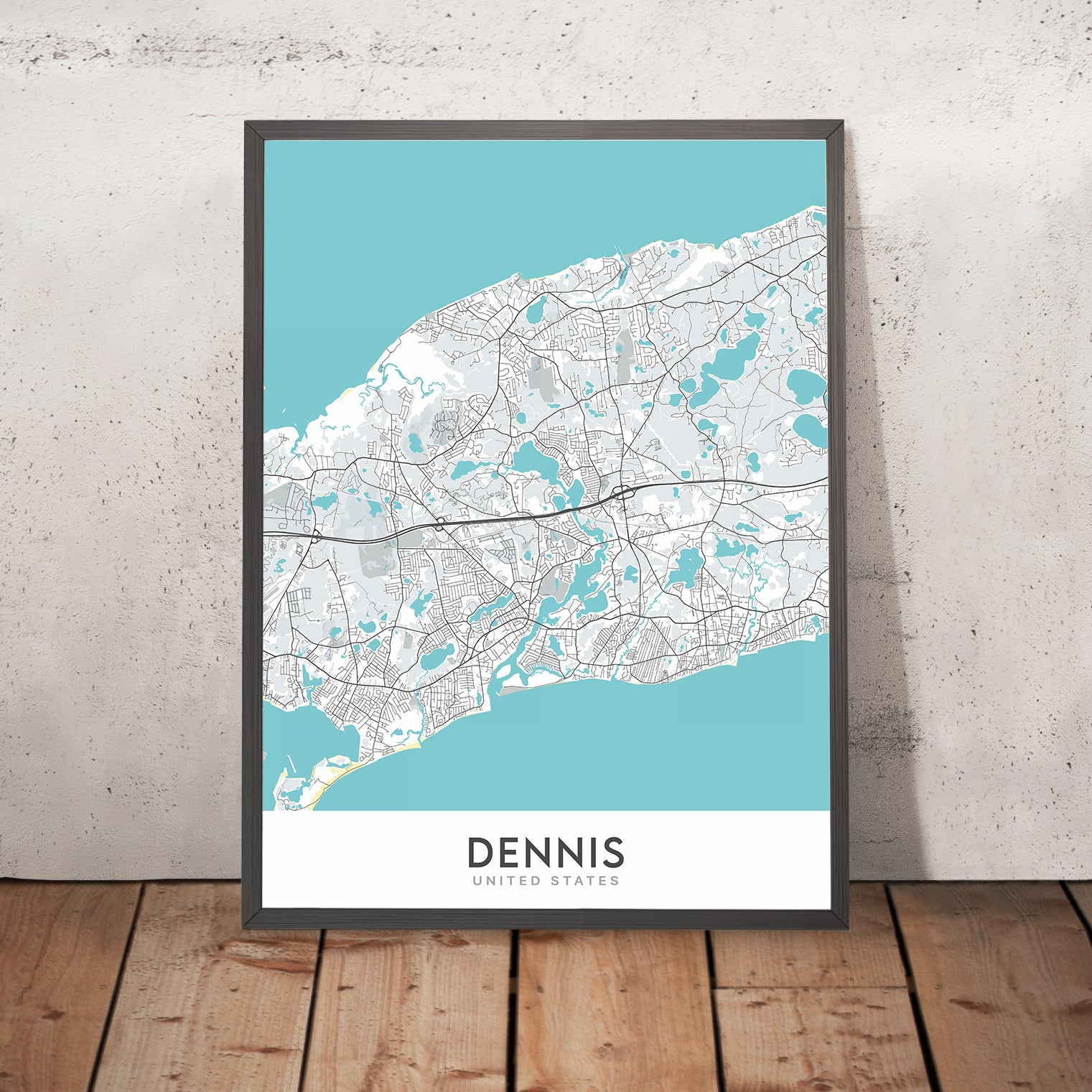 Modern City Map of Dennis, MA Dennis Village, East Dennis, Dennis Por