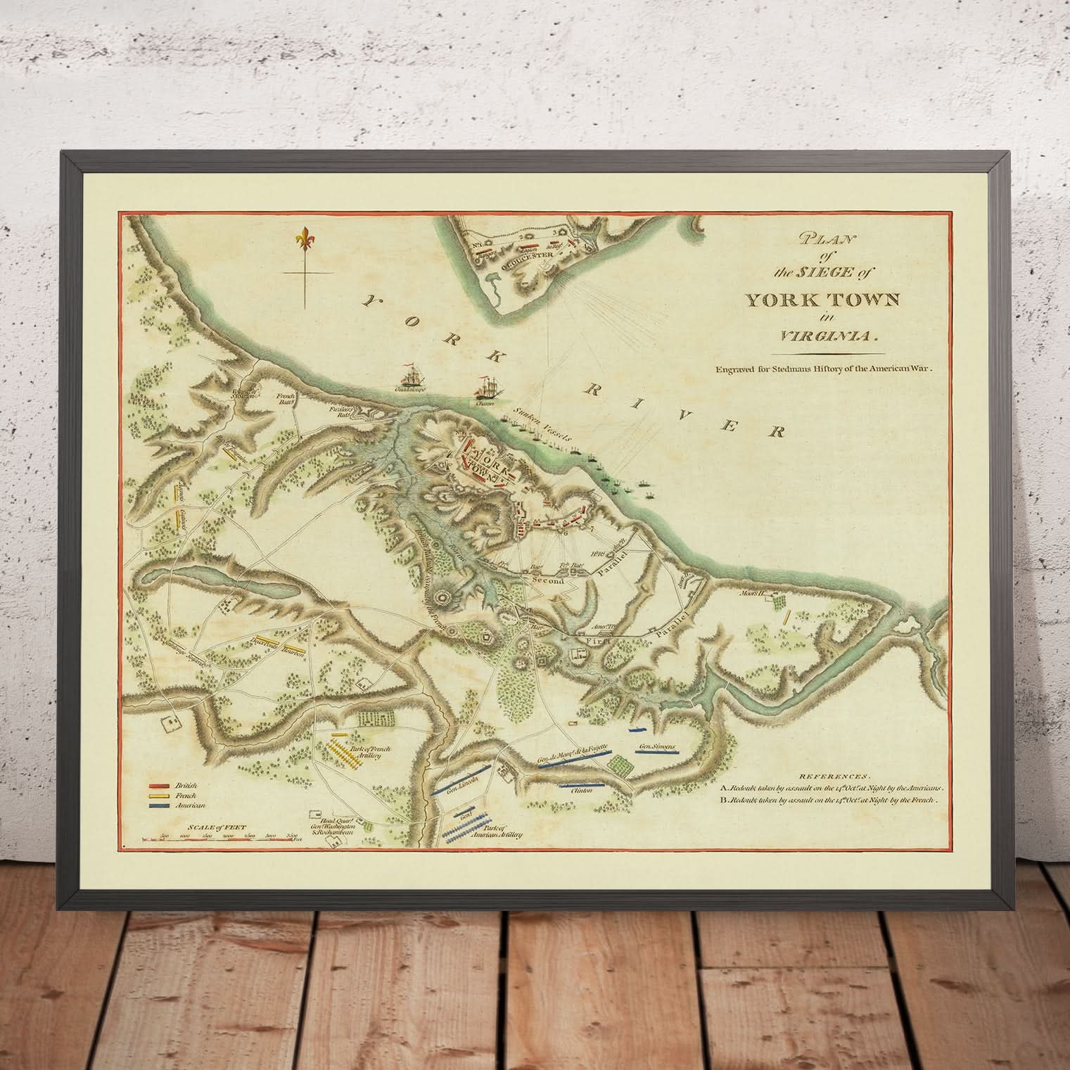 Old Military Map Of The Siege Of Yorktown By Stedman 1793 Virginia Old Military Map Of The Siege Of Yorktown By Stedman 1793 Virginia