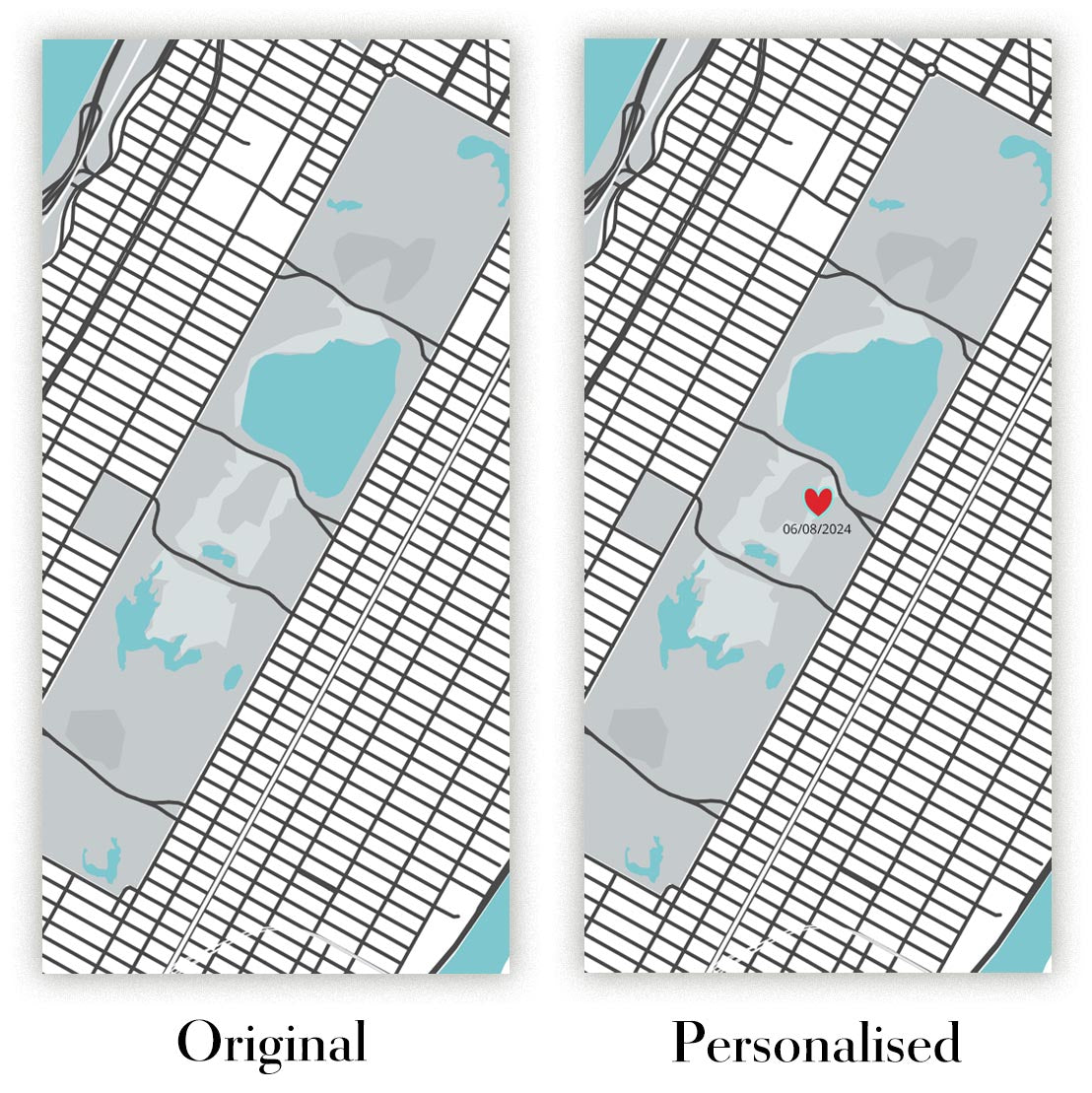 Image showing the difference between an Original map and a Personalised map