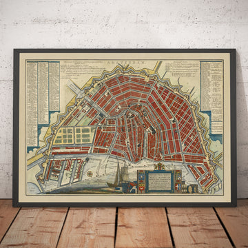 Mappa antica di Amsterdam nel 1766 di Frederik Willem Greebe - L&