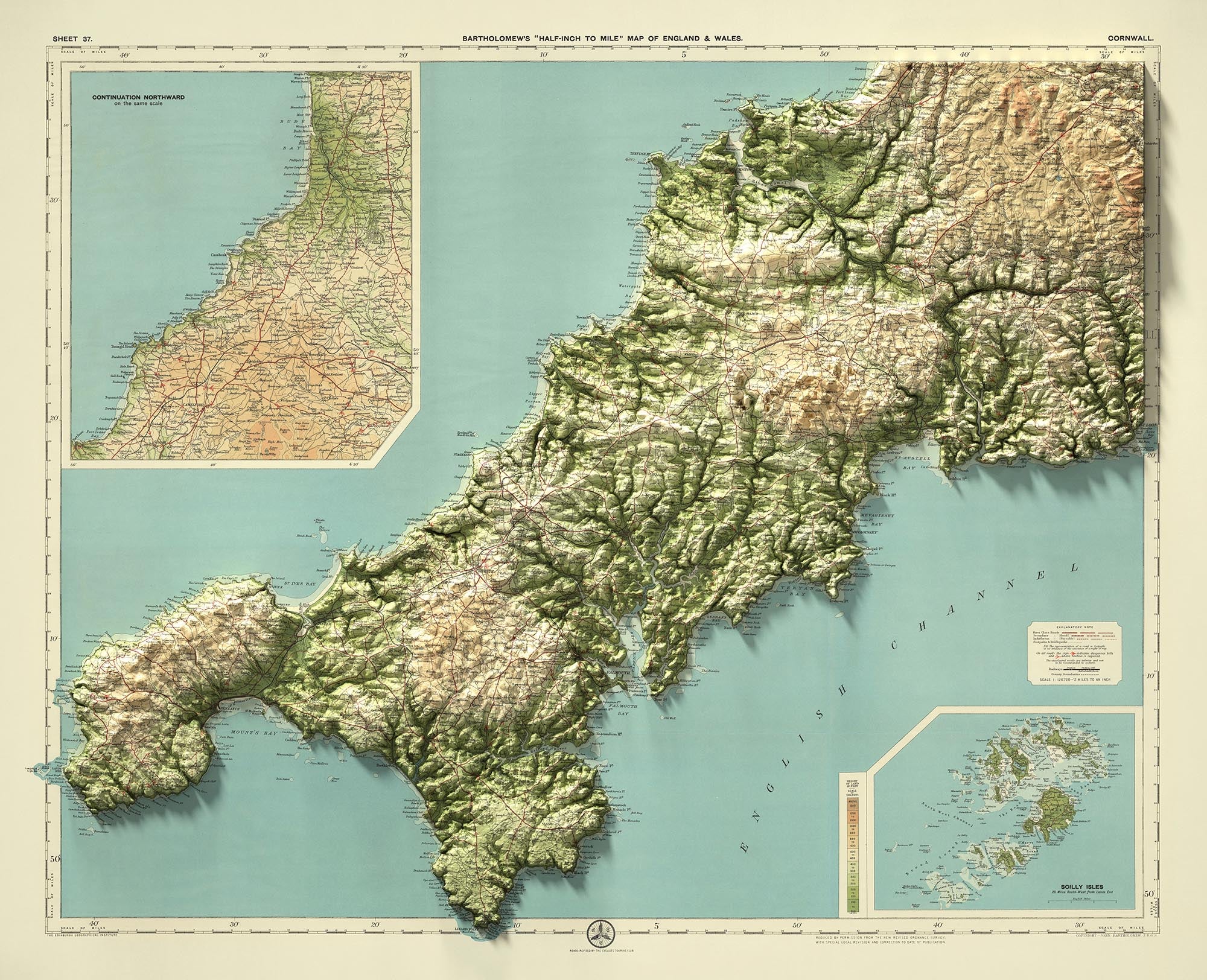 Old OS Map of Cornwall by Bartholomew, 1901: Bodmin Moor, Tintagel Cas ...