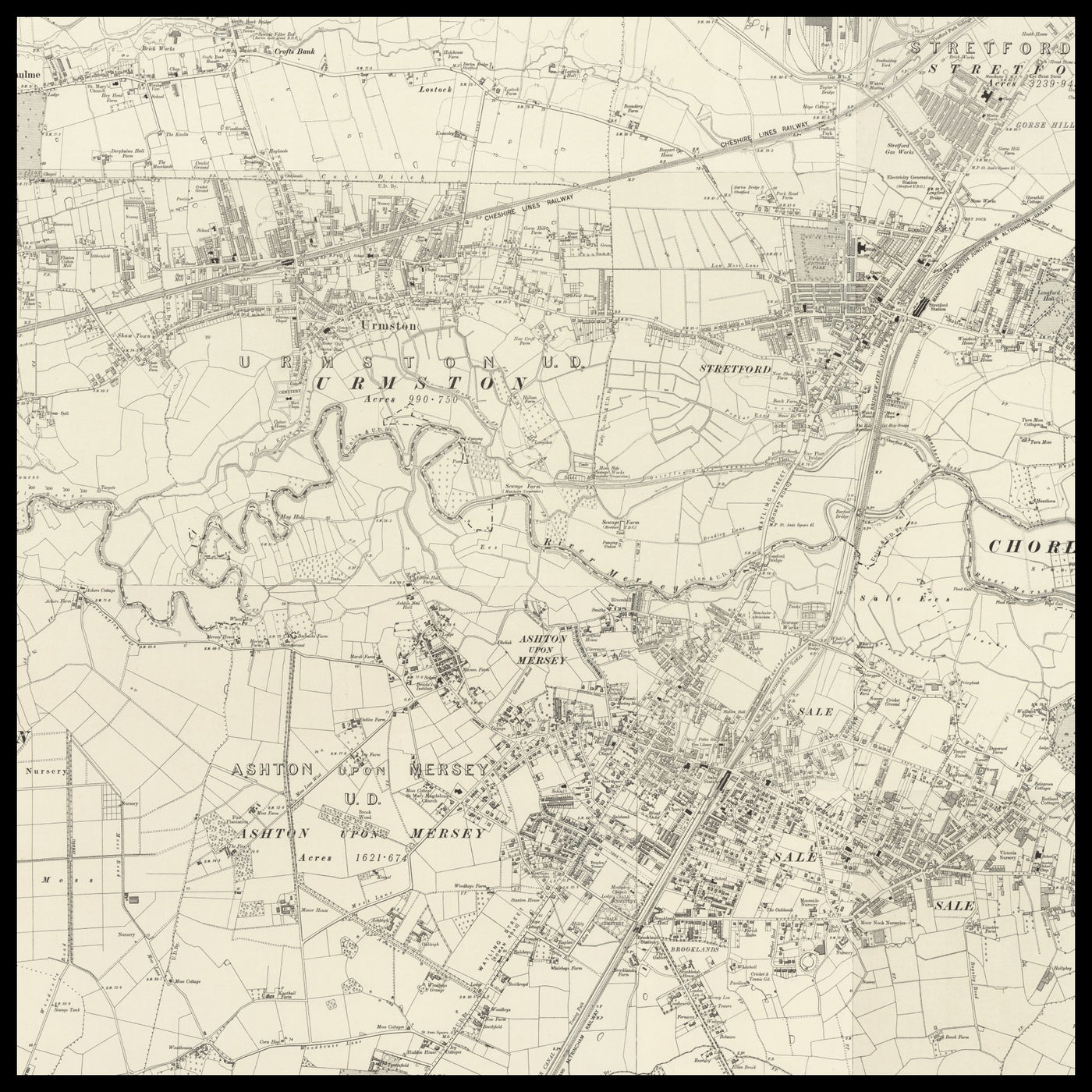 Carte ancienne personnalisée de Wythenshawe 