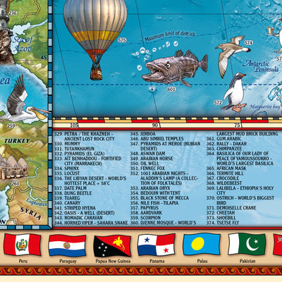 Mapa Mundial Ilustrado por Ray&Co, 2024 con 650 Ilustraciones: Arte de Pared Educativo para el Dormitorio del Niño 