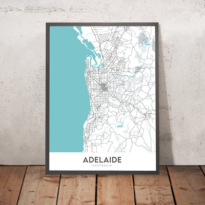 Moderner Stadtplan von Adelaide, Australien: CBD, Glenelg, Adelaide Oval, Botanische Gärten, Adelaide Zoo