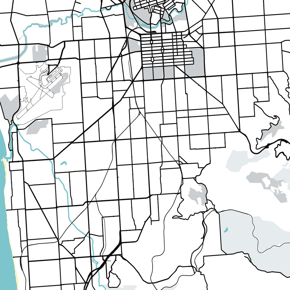 Mapa moderno de la ciudad de Adelaida, Australia: CBD, Glenelg, Adelaide Oval, Jardín Botánico, Zoológico de Adelaida