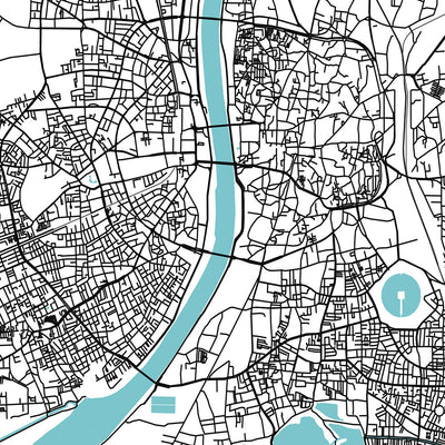 Moderner Stadtplan von Ahmedabad, Gujarat: Sabarmati-Fluss, Kankaria-See, CG-Straße, SG-Autobahn, Vastrapur