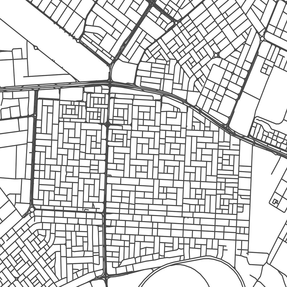 Modern City Map of Ajman, UAE: Al Nuaimiya, Al Rawda, Al Zahra, Bin Zayed St, Bin Humaid St