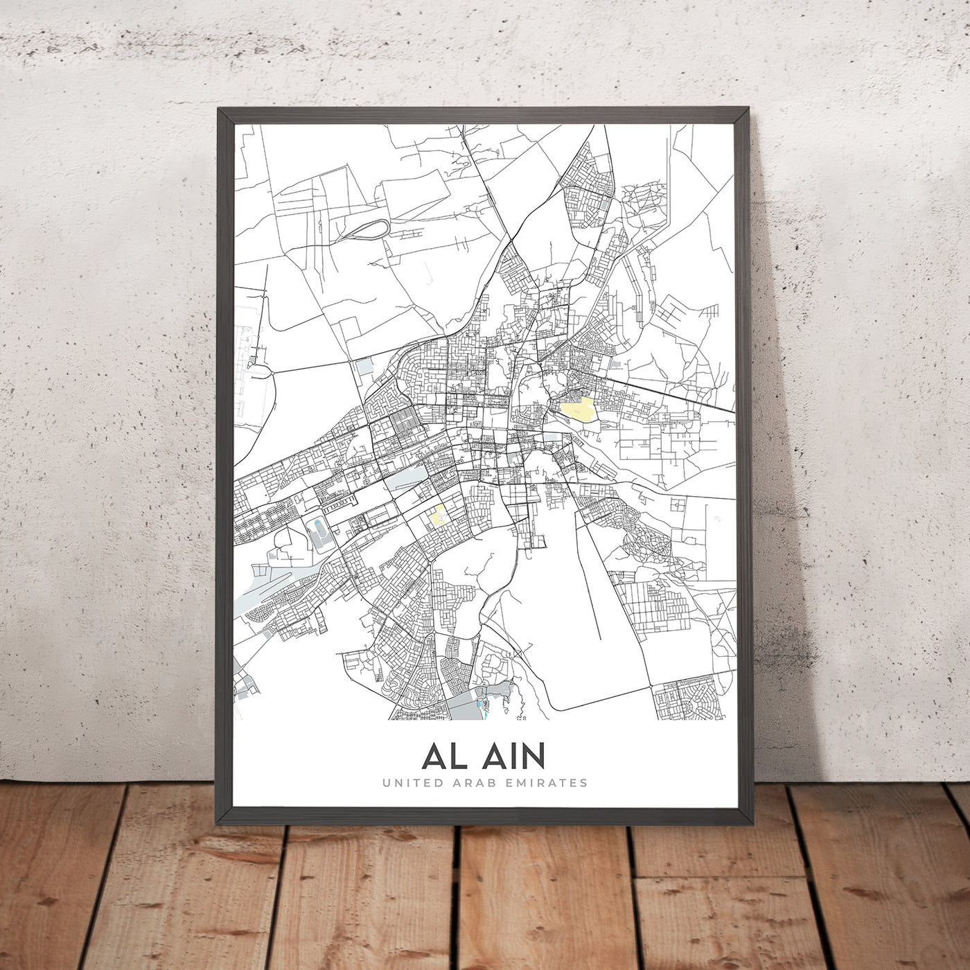 Modern City Map of Al Ain, United Arab Emirates: Oasis, Zoo, National Museum, Bin Zayed St, Bin Sultan St