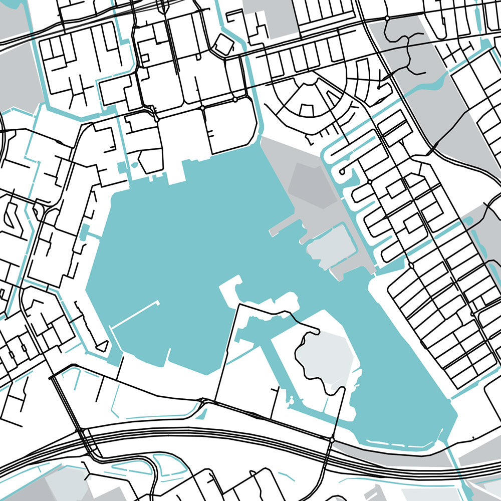Mapa moderno de la ciudad de Almere, Países Bajos: Almere Stad, Almere Centrum, De Observant, A6, N702