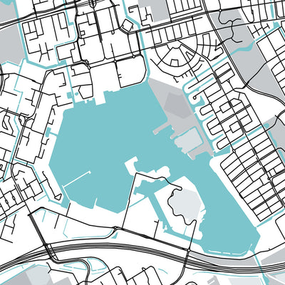 Moderner Stadtplan von Almere, Niederlande: Almere Stad, Almere Centrum, De Observant, A6, N702