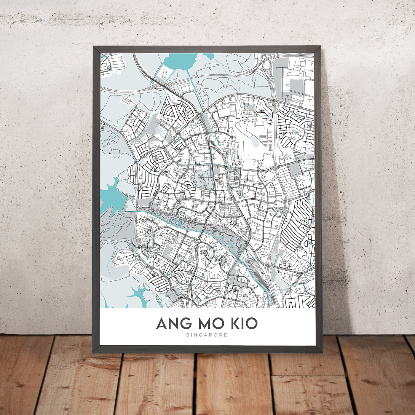 Moderner Stadtplan von Ang Mo Kio, Singapur: Bishan-Ang Mo Kio Park, Lower Peirce Reservoir, AMK Hub, Yio Chu Kang Rd, Ang Mo Kio Ave 3