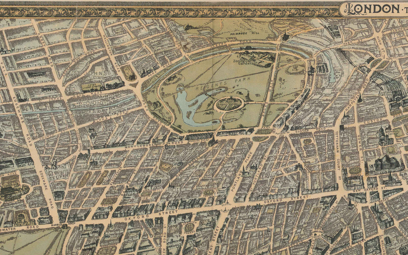 Old Birds Eye Map of London in 1892 by Charles Baker & Co - Westminste ...