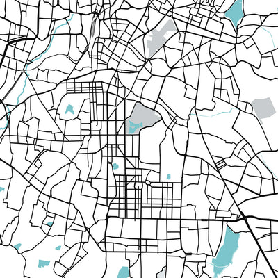 Moderner Stadtplan von Bangalore, Indien: MG Road, Lalbagh, Cubbon Park, Whitefield, Indiranagar