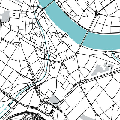 Moderner Stadtplan von Basel, Schweiz: Altstadt, Basler Münster, Zoo, Universität, Rhein