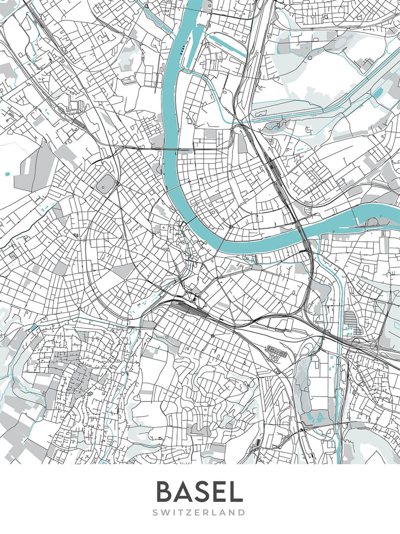 Basel Postal Code Map Modern City Map of Basel, Switzerland: Altstadt, Basel Cathedral, Zoo ...