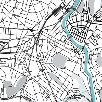Mapa moderno de la ciudad de Bilbao, España: Guggenheim, Casco Viejo, Ensanche, Arriaga, Plaza Moyúa
