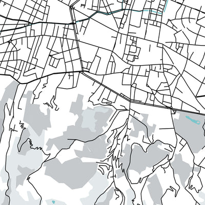 Plan de la ville moderne de Bologne, Italie : Piazza Maggiore, Basilique de San Petronio, Torre degli Asinelli, Quartier universitaire, Zone industrielle