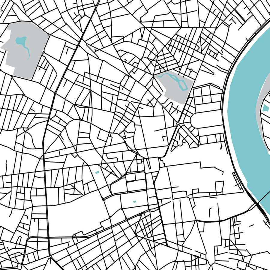 Moderne Stadtkarte von Bordeaux, Frankreich: Saint-Pierre, Kathedrale Saint-André, Grand Théâtre, Jardin Public, Pont de Pierre 