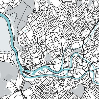 Plan de la ville moderne de Bristol, Royaume-Uni : pont suspendu de Clifton, SS Great Britain, cathédrale de Bristol, tour Cabot, zoo de Bristol