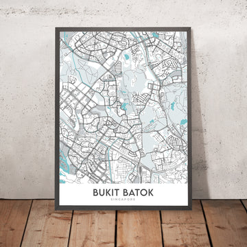 Mappa della città moderna di Bukit Batok, Singapore: Parco Naturale, Little Guilin, West Mall, Vecchia Fabbrica di Motori Ford, Memoriale 