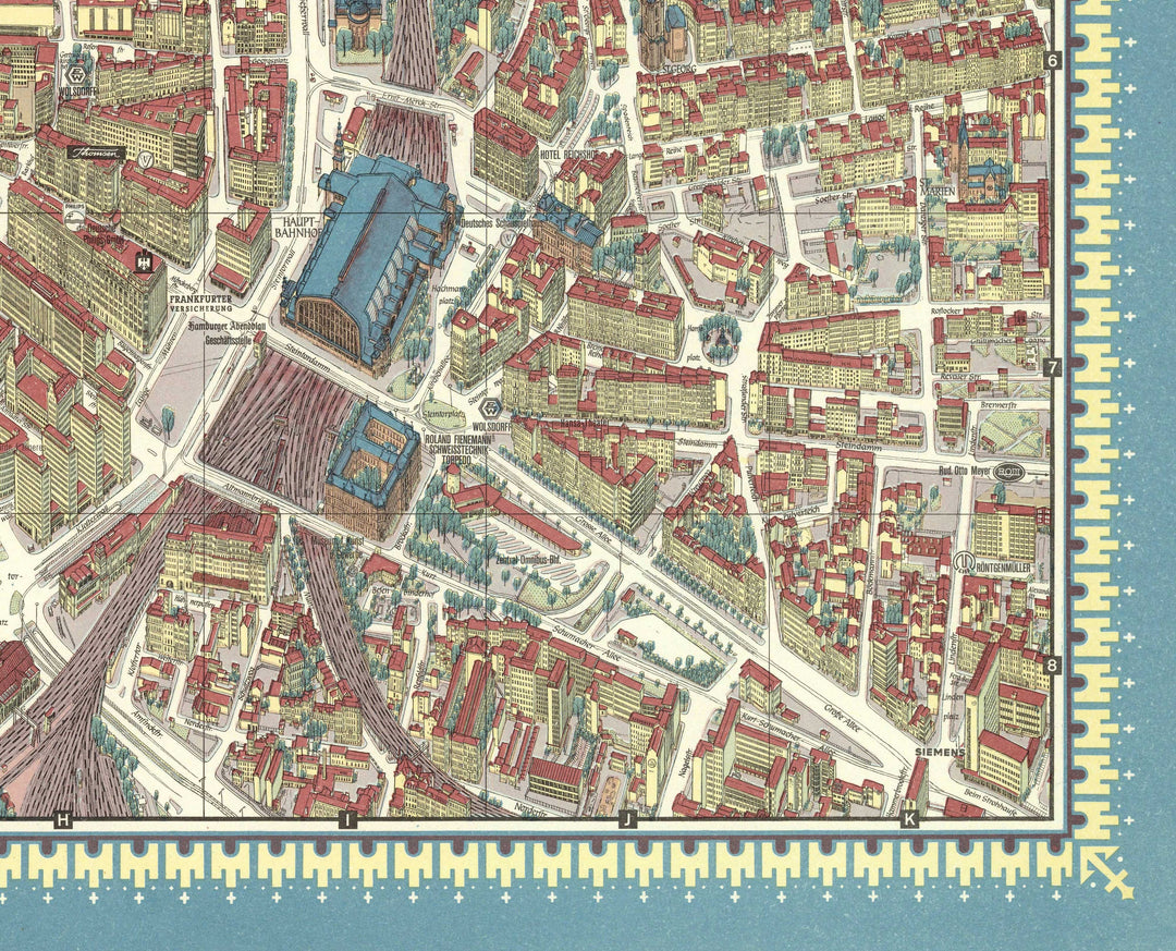 Alte Karte von Hamburg im Jahr 1964 von Hermann Bollman
