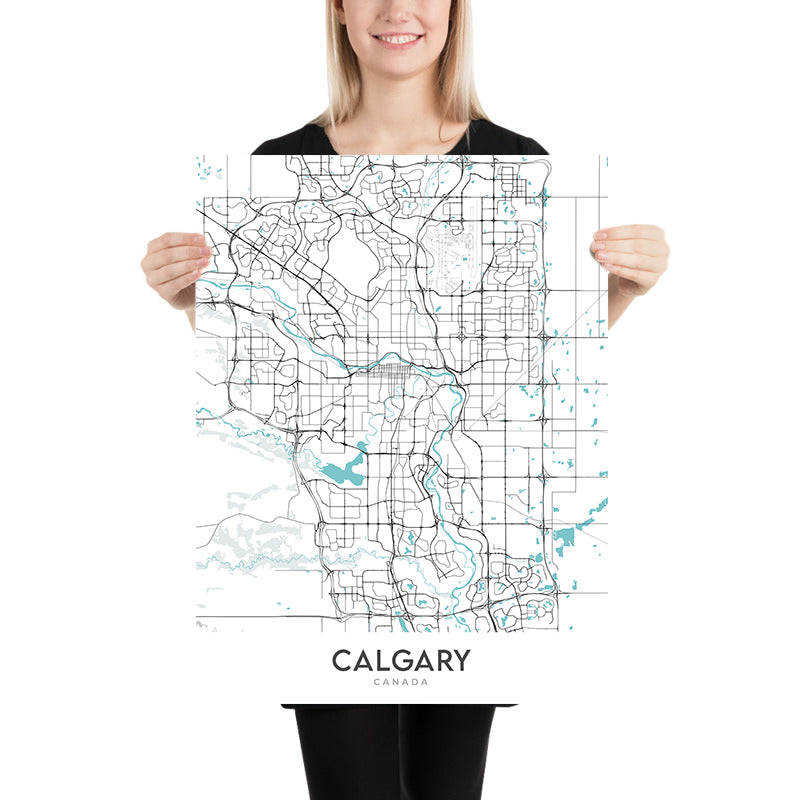 Modern City Map of Calgary, AB: Downtown, Calgary Tower, Prince's Isla ...