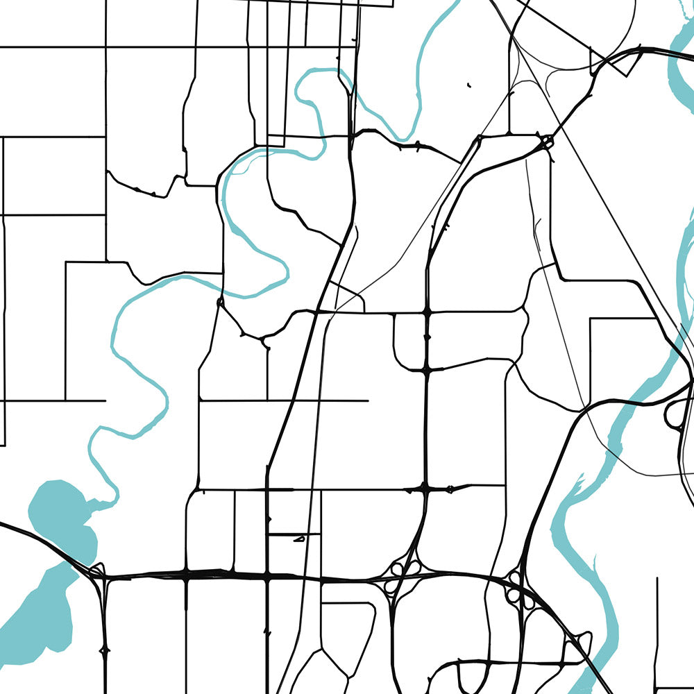 Moderner Stadtplan von Calgary, AB: Innenstadt, Calgary Tower, Prince's Island Park, Crowchild Trail, Glenmore Trail
