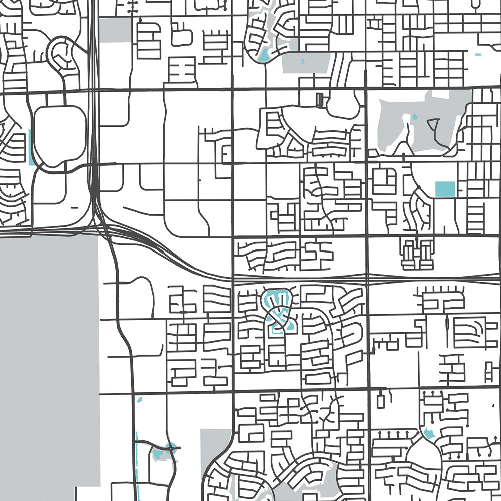 Plan de la ville moderne de Chandler, Arizona : centre-ville, Ocotillo, AZ-101, AZ-202, Chandler Fashion Center