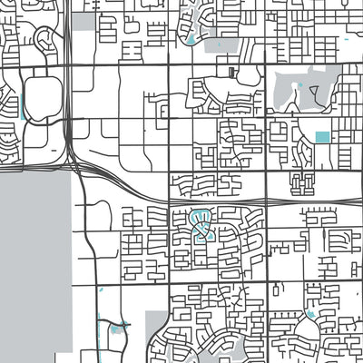 Plan de la ville moderne de Chandler, Arizona : centre-ville, Ocotillo, AZ-101, AZ-202, Chandler Fashion Center