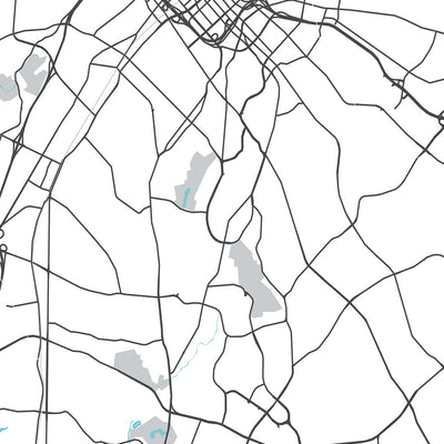 Plan de la ville moderne de Charlotte, Caroline du Nord : NoDa, South End, Univ. de Caroline du Nord, I-485, I-77