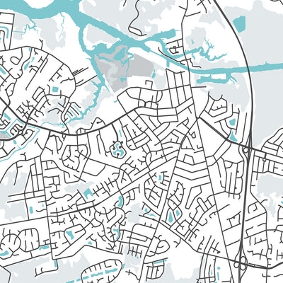 Moderner Stadtplan von Chesapeake, VA: Chesapeake Bay, Norfolk, Virginia Beach, Great Dismal Swamp, I-64