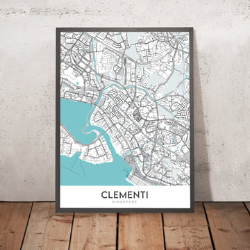 Modern City Map of Clementi, Singapore: MRT, NUS, West Coast Park, Clementi Mall, AYE