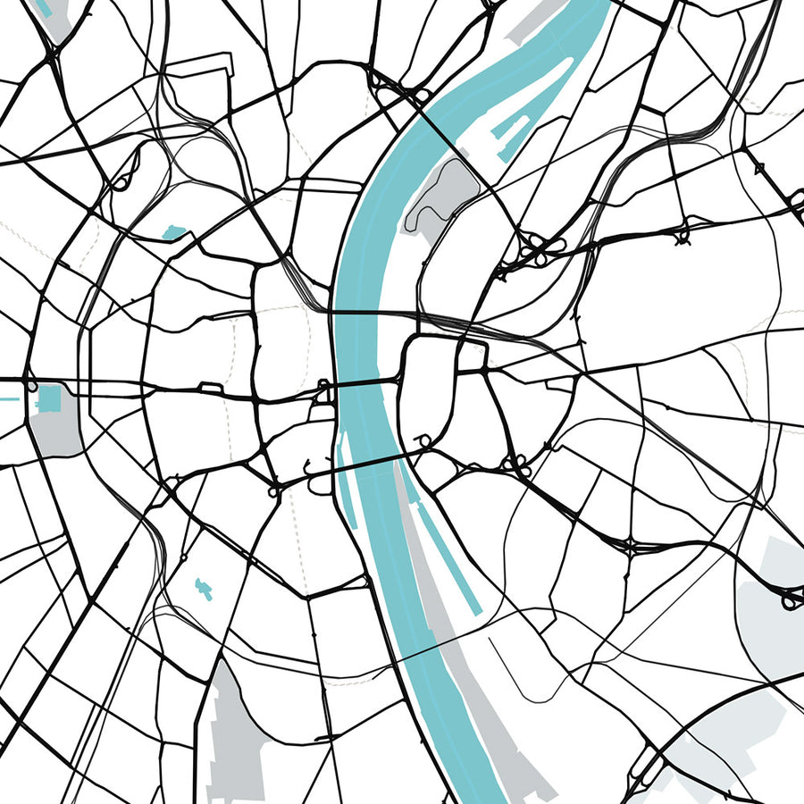 Modern City Map of Cologne, Germany: Cathedral, Triangle, Opera, Museum, Zoo