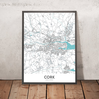 Modern City Map of Cork, Ireland: Blarney Castle, Cork City Hall, Fitzgerald Park, N20, N22