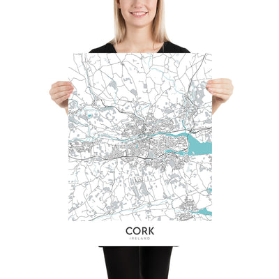 Modern City Map of Cork, Ireland: Blarney Castle, Cork City Hall, Fitzgerald Park, N20, N22