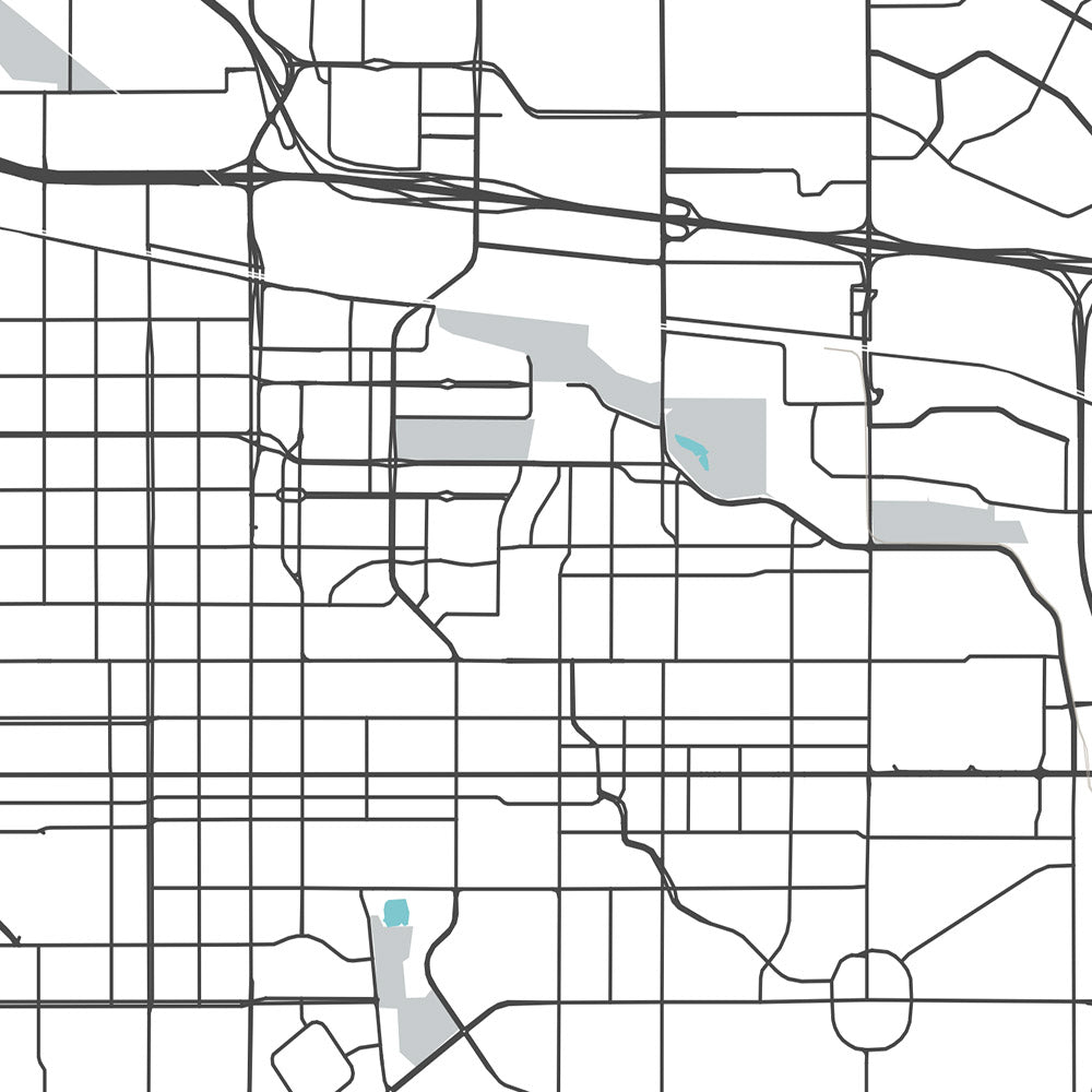 Moderner Stadtplan von Denver, CO: Red Rocks, City Park, Larimer Sq, Highlands, Capitol Hill