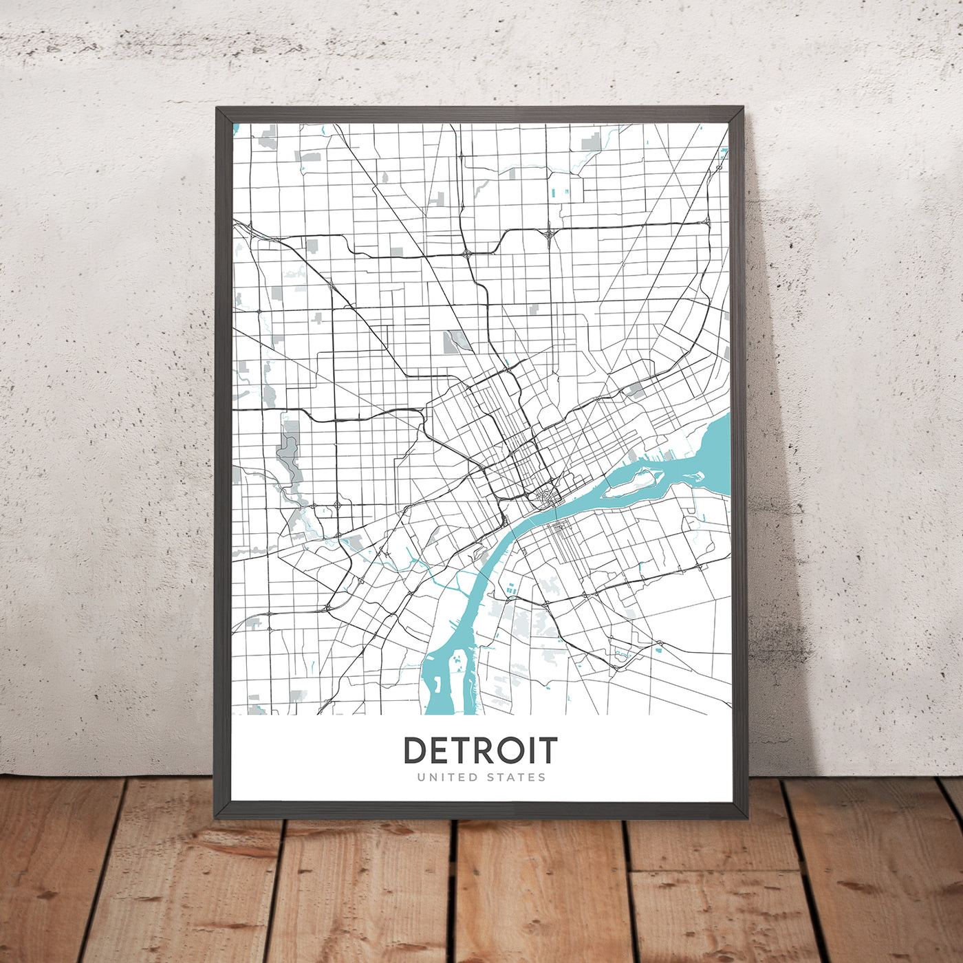 Plan de la ville moderne de Détroit, MI : centre-ville, Belle Isle, Corktown, Motown Museum, Woodward Ave