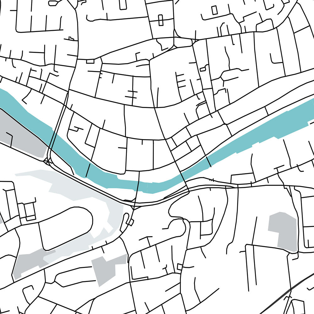 Moderner Stadtplan von Drogheda, Irland: St. Laurence's Gate, St. Mary's Church, St. Peter's Church, St. Vincent's Church, Termonfeckin Castle