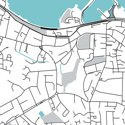 Modern City Map of Dún Laoghaire, Ireland: Dún Laoghaire Harbour, Sandycove, Dalkey Island, Killiney Hill, N11
