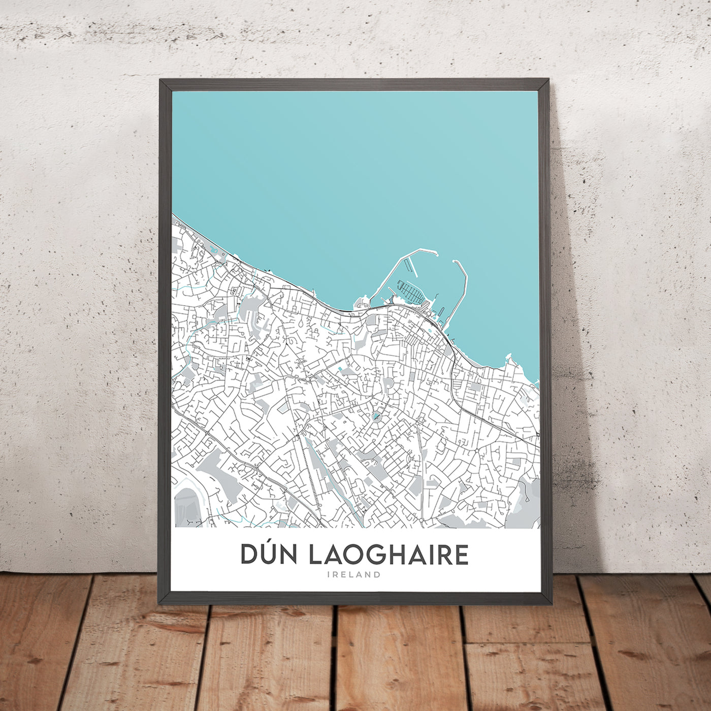 Mapa moderno de la ciudad de Dún Laoghaire, Irlanda: Puerto de Dún Laoghaire, Sandycove, Isla Dalkey, Killiney Hill, N11