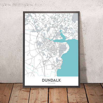 Modern City Map of Dundalk, Ireland: Dundalk Stadium, St. Patrick's Cathedral, N1, N52, R173