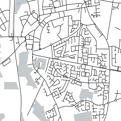 Mapa moderno de la ciudad de Dundalk, Irlanda: Estadio de Dundalk, Catedral de San Patricio, N1, N52, R173