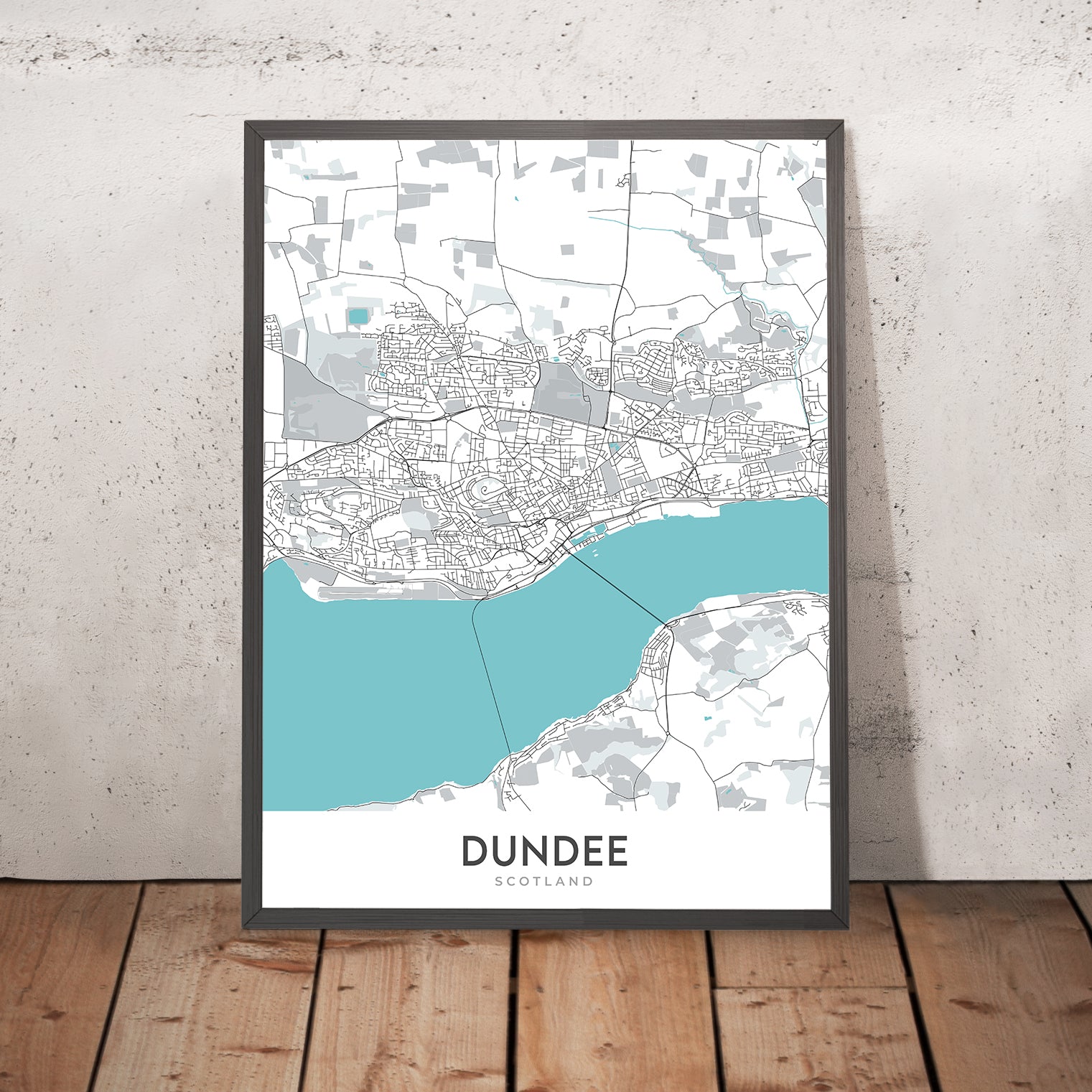 Modern City Map of Dundee, Scotland: City Centre, Tay Rail Bridge, Dun ...