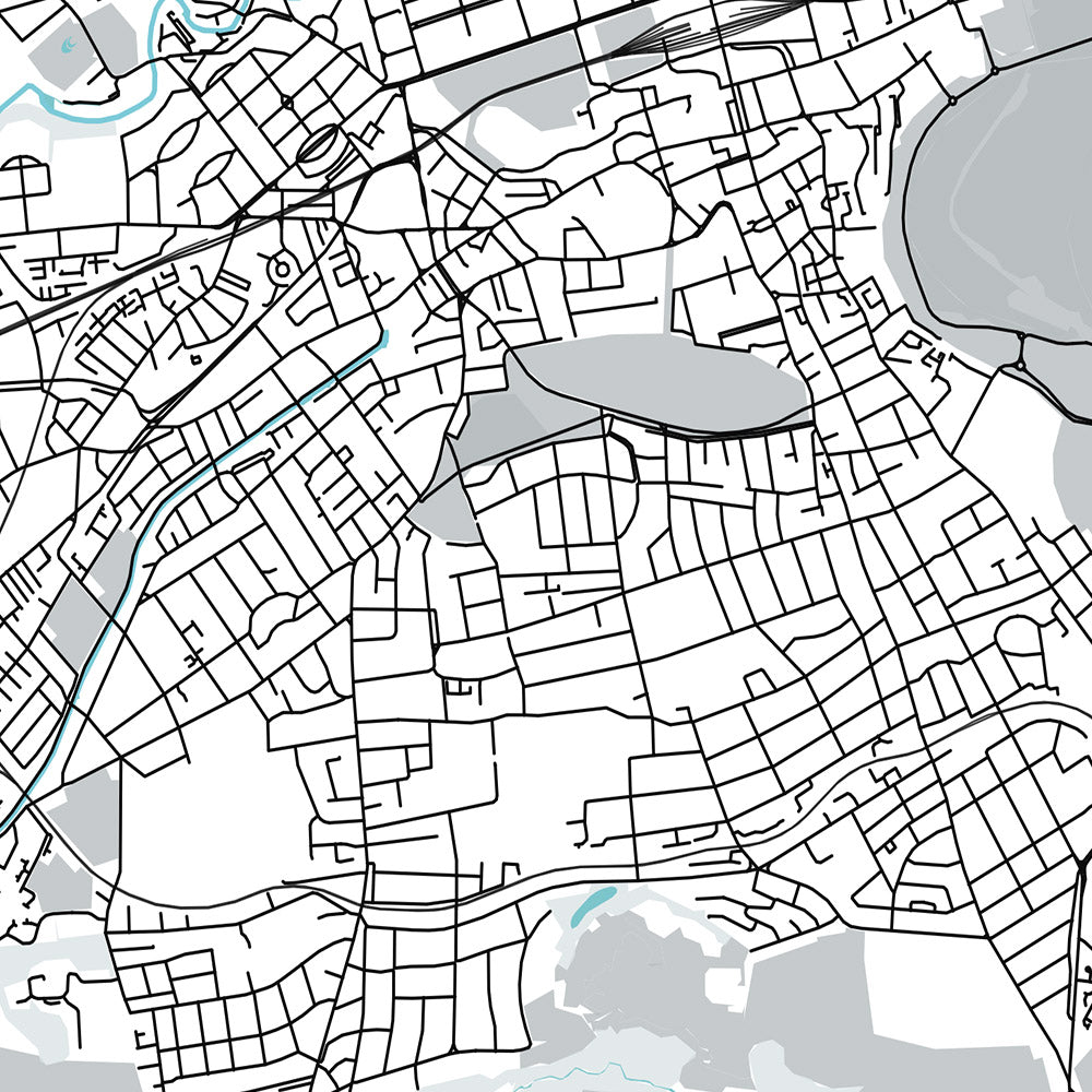Mapa moderno de la ciudad de Edimburgo, Reino Unido: casco antiguo, casco nuevo, castillo de Edimburgo, Real Jardín Botánico, M8