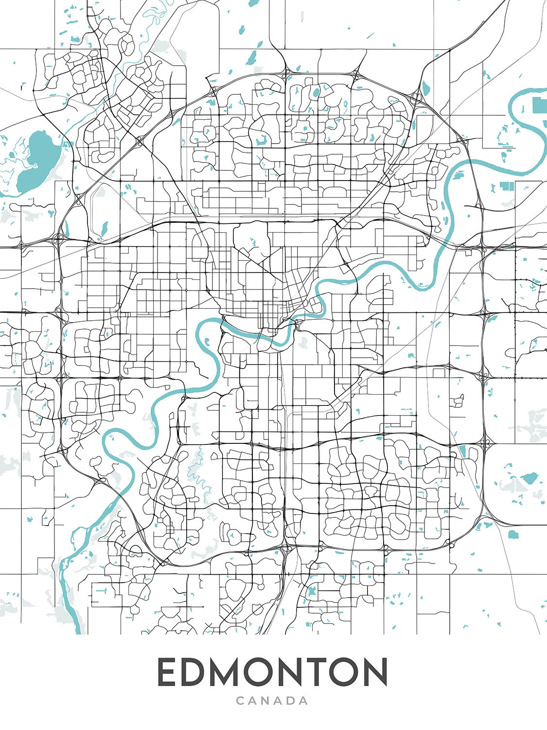 Edmonton Mb Map Modern City Map of Edmonton, Canada: Downtown, University of Alberta ...