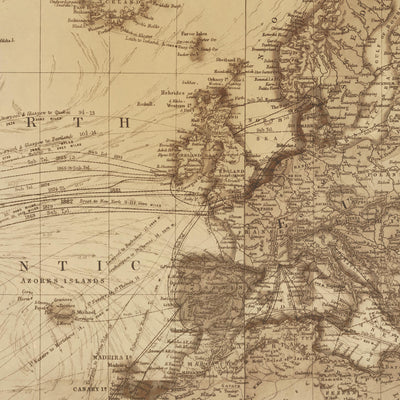 Alte Weltkarte von Edward Stanford, 1898 - Meisterwerk Sepia Atlas Wanddiagramm