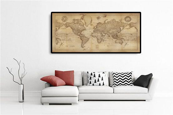 Carte ancienne du monde d'Edward Stanford, 1898 - Masterpiece Spia Atlas Tableau murale