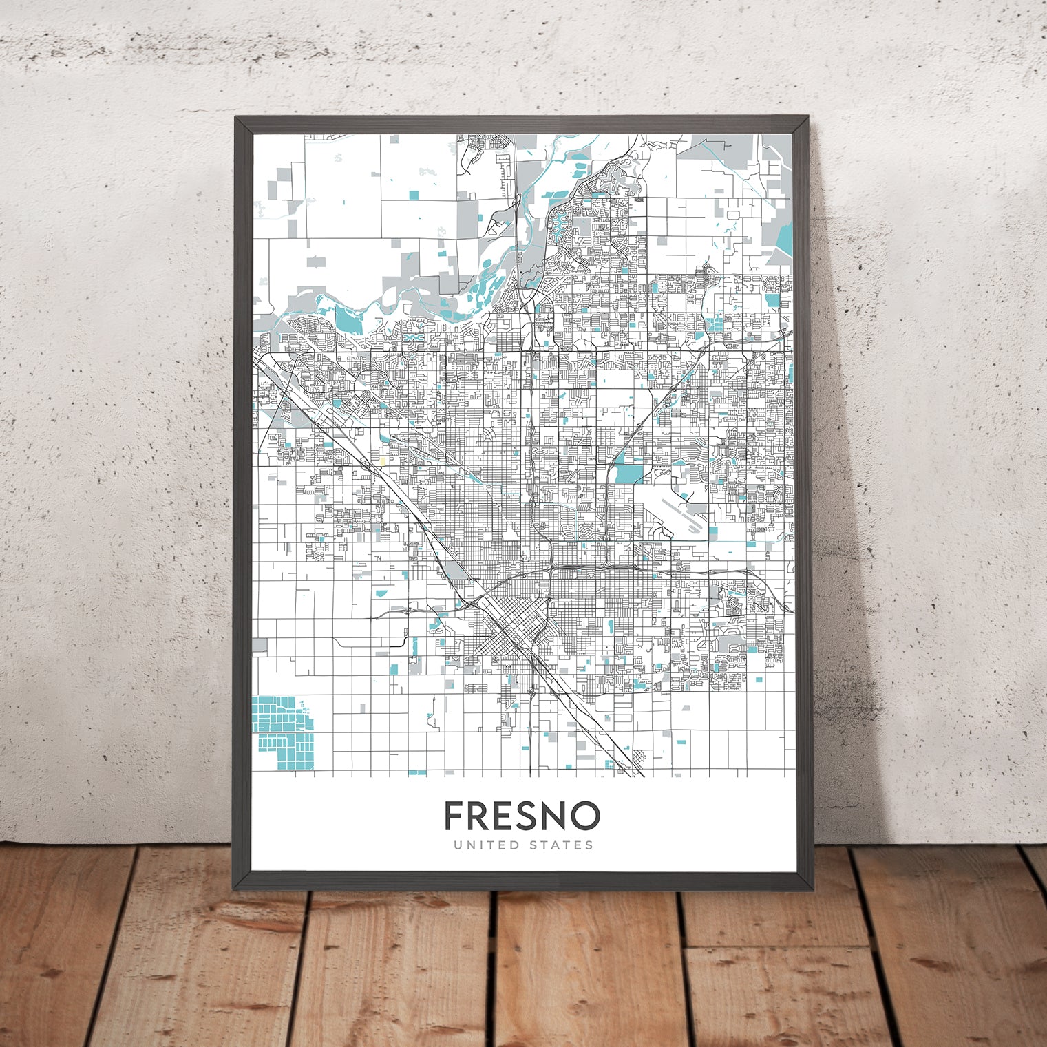 Fresno Map Modern City Map of Fresno, CA: Downtown, Fresno Chaffee Zoo, Woodward ...
