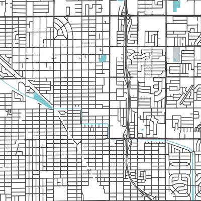 Moderner Stadtplan von Fresno, Kalifornien: Innenstadt, Fresno Chaffee Zoo, Woodward Park, Fig Garden Village, Save Mart Center